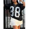 imageVerdusa Womens Plus Size Jersey Shirts Number Graphic Tees Short Sleeve T ShirtBlack and White