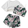 imageVerdusa Girls 3 Piece Mesh High Low Hem Tee Letter Graphic Cami Top and ShortsWhite and Black