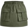 imageVerdusa Girls Drawstring Elastic Waist Flap Pocket Straight Cargo Mini SkirtArmy Green