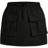 imageVerdusa Girls Drawstring Elastic Waist Flap Pocket Straight Cargo Mini SkirtBlack