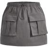 imageVerdusa Girls Drawstring Elastic Waist Flap Pocket Straight Cargo Mini SkirtGrey