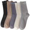 imageVerdusa Womens 6pairs Floral Plaid Print Crew SocksBlack Blue Grey