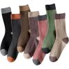 imageVerdusa Womens 6pairs Floral Plaid Print Crew SocksKhaki Pink Green