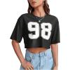 imageVerdusa Womens Cropped Jersey Shirts Graphic Tees Waffle Short Sleeve Vintage T Shirts Crop TopsDark Grey