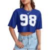imageVerdusa Womens Cropped Jersey Shirts Graphic Tees Waffle Short Sleeve Vintage T Shirts Crop TopsRoyal Blue
