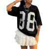 imageVerdusa Womens Plus Size Jersey Shirts Number Graphic Tees Short Sleeve T ShirtBlack and White