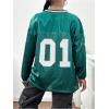 imageVerdusa Girls Jersey Graphic Tees Long Sleeve Oversized Tshirts V Neck Drop Shoulder TopsGreen