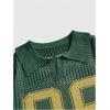 imageVerdusa Mens Jersey Hollow Out Number Graphic Tees Short Sleeve Collared T ShirtDark Green