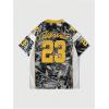 imageVerdusa Mens Leopard Print Short Sleeve Jersey Tshirt Color Block Loose Athletic Tee TopYellow Black