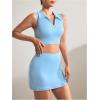 imageVerdusa Womens 2 Piece Solid Sleeveless Crop Tank Top Split Skirts Workout SetsLight Blue