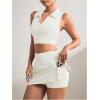 imageVerdusa Womens 2 Piece Solid Sleeveless Crop Tank Top Split Skirts Workout SetsWhite