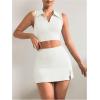 imageVerdusa Womens 2 Piece Solid Sleeveless Crop Tank Top Split Skirts Workout SetsWhite