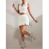 imageVerdusa Womens 2 Piece Solid Sleeveless Crop Tank Top Split Skirts Workout SetsWhite
