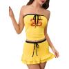 imageVerdusa Womens 2 Piece Y2k Outfit Jersey Bow Tie Bandeau Tops and Ruffle Drawstring Short Skirt SetYellow