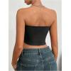 imageVerdusa Womens Blokette Lace Asymmetrical Graphic Tube Top Strapless Backless Bandeau Top with Ruffle StrapsBlack