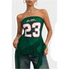 imageVerdusa Womens Blokette Lace Asymmetrical Graphic Tube Top Strapless Backless Bandeau Top with Ruffle StrapsGreen