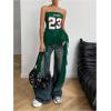 imageVerdusa Womens Blokette Lace Asymmetrical Graphic Tube Top Strapless Backless Bandeau Top with Ruffle StrapsGreen