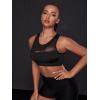 imageVerdusa Womens Cut Out Back Contrast Mesh Workout Sport BraBlack