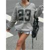 imageVerdusa Womens Graphic Loose Jersey Shirts V Neck Long Sleeve Game Sweatshirts TopGrey