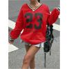 imageVerdusa Womens Graphic Loose Jersey Shirts V Neck Long Sleeve Game Sweatshirts TopRed