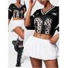 imageVerdusa Womens Jersey Shirt Baggy Shirt Oversized Tshirts Leopard Print V Neck Tshirt Sumer TopsBlack