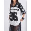 imageVerdusa Womens Jersey Shirt Baggy Shirt Oversized Tshirts Leopard Print V Neck Tshirt Sumer TopsBlack White