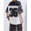 imageVerdusa Womens Jersey Shirt Baggy Shirt Oversized Tshirts Leopard Print V Neck Tshirt Sumer TopsBlack White