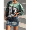 imageVerdusa Womens Jersey Shirt Baggy Shirt Oversized Tshirts Leopard Print V Neck Tshirt Sumer TopsDark Green