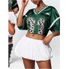imageVerdusa Womens Jersey Shirt Baggy Shirt Oversized Tshirts Leopard Print V Neck Tshirt Sumer TopsGreen