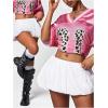 imageVerdusa Womens Jersey Shirt Baggy Shirt Oversized Tshirts Leopard Print V Neck Tshirt Sumer TopsPink