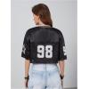 imageVerdusa Womens Jersey Shirts Hip Hop V Neck Short Sleeve Mesh Crop Top Graphic TeesDark Black
