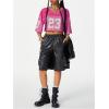 imageVerdusa Womens Jersey Shirts Hip Hop V Neck Short Sleeve Mesh Crop Top Graphic TeesHot Pink