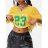 imageVerdusa Womens Jersey Shirts Hip Hop V Neck Short Sleeve Mesh Crop Top Graphic TeesMulticolor