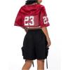 imageVerdusa Womens Jersey Shirts Hip Hop V Neck Short Sleeve Mesh Crop Top Graphic TeesRed