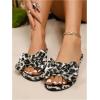 imageVerdusa Womens Leopard Print Sandals Bow Front Open Toe Slip on Flat SandalsApricot