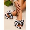 imageVerdusa Womens Leopard Print Sandals Bow Front Open Toe Slip on Flat SandalsBlack and White