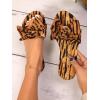 imageVerdusa Womens Leopard Print Sandals Bow Front Open Toe Slip on Flat SandalsBrown
