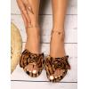 imageVerdusa Womens Leopard Print Sandals Bow Front Open Toe Slip on Flat SandalsBrown