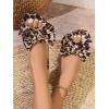 imageVerdusa Womens Leopard Print Sandals Bow Front Open Toe Slip on Flat SandalsLight Brown