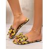 imageVerdusa Womens Leopard Print Sandals Bow Front Open Toe Slip on Flat SandalsYellow