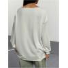 imageVerdusa Womens Letter Graphic Off The Shoulder T Shirts Long Sleeve Loose Sweatshirt Tee TopsWhitegreen