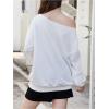 imageVerdusa Womens Letter Graphic Off The Shoulder T Shirts Long Sleeve Loose Sweatshirt Tee TopsWhitered