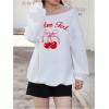 imageVerdusa Womens Letter Graphic Off The Shoulder T Shirts Long Sleeve Loose Sweatshirt Tee TopsWhitered