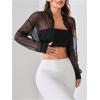 imageVerdusa Womens Mesh Sheer Crop Athletic Jackets Lightweight Long Sleeve Zip Up Jacket OutwearBlack