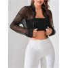 imageVerdusa Womens Mesh Sheer Crop Athletic Jackets Lightweight Long Sleeve Zip Up Jacket OutwearBlack