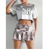 imageVerdusa Womens Metallic Letter Print Crop T Shirt Round Neck Short Sleeve Loose Tee TopSilver