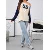 imageVerdusa Womens Off Shoulder Color Block Graphic Tee Shirt Long Raglan Sleeve Scoop Neck Loose Pullover TopMulticolor