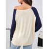 imageVerdusa Womens Off Shoulder Color Block Graphic Tee Shirt Long Raglan Sleeve Scoop Neck Loose Pullover TopMulticolor