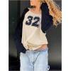 imageVerdusa Womens Off Shoulder Color Block Graphic Tee Shirt Long Raglan Sleeve Scoop Neck Loose Pullover TopMulticolor32