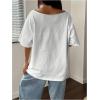 imageVerdusa Womens Off The Shoulder Tee Tops Letter Print Short Sleeve Oversized T ShirtWhite Star